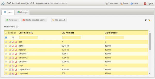 LDAP account manager界面